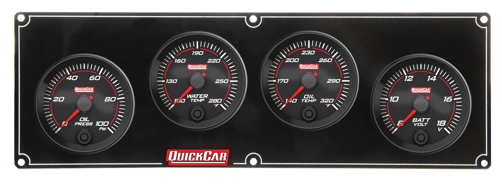 Quickcar Racing 69-4027 Redline 4 Gauge Panel OP/WT/OT/Volt Quickcar Racing 69-4027