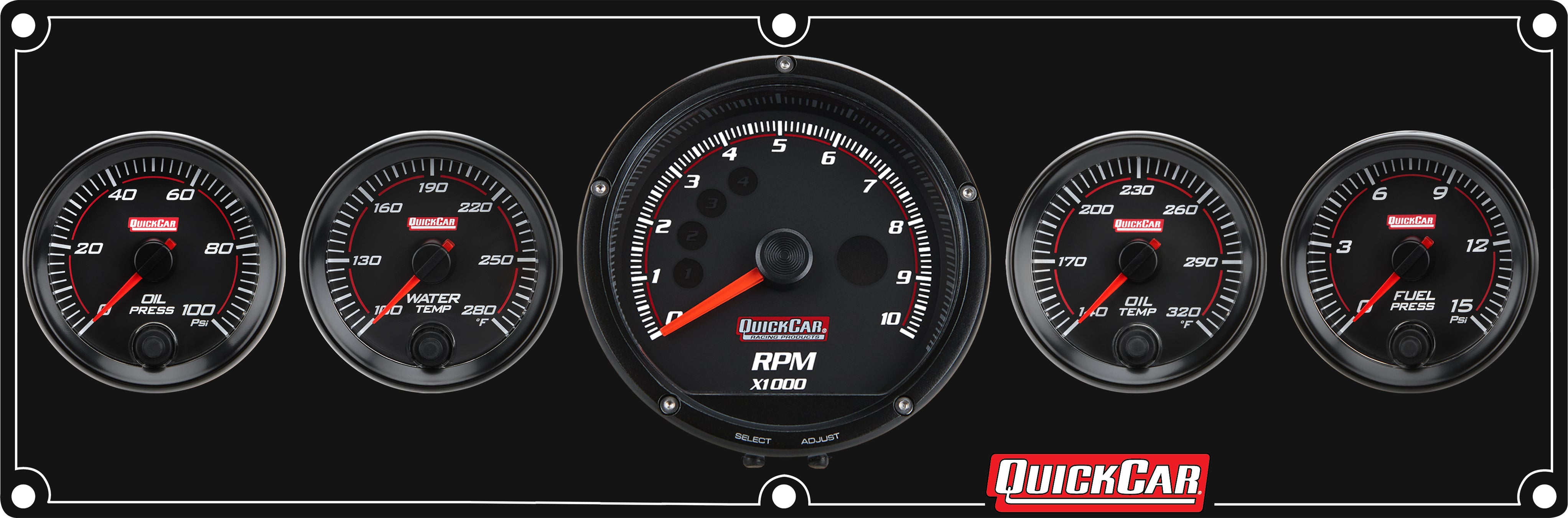Quickcar Racing 69-4051 Redline 4-1 Gauge Panel OP/WT/OT/FP w/Recall Tac Quickcar Racing 69-4051