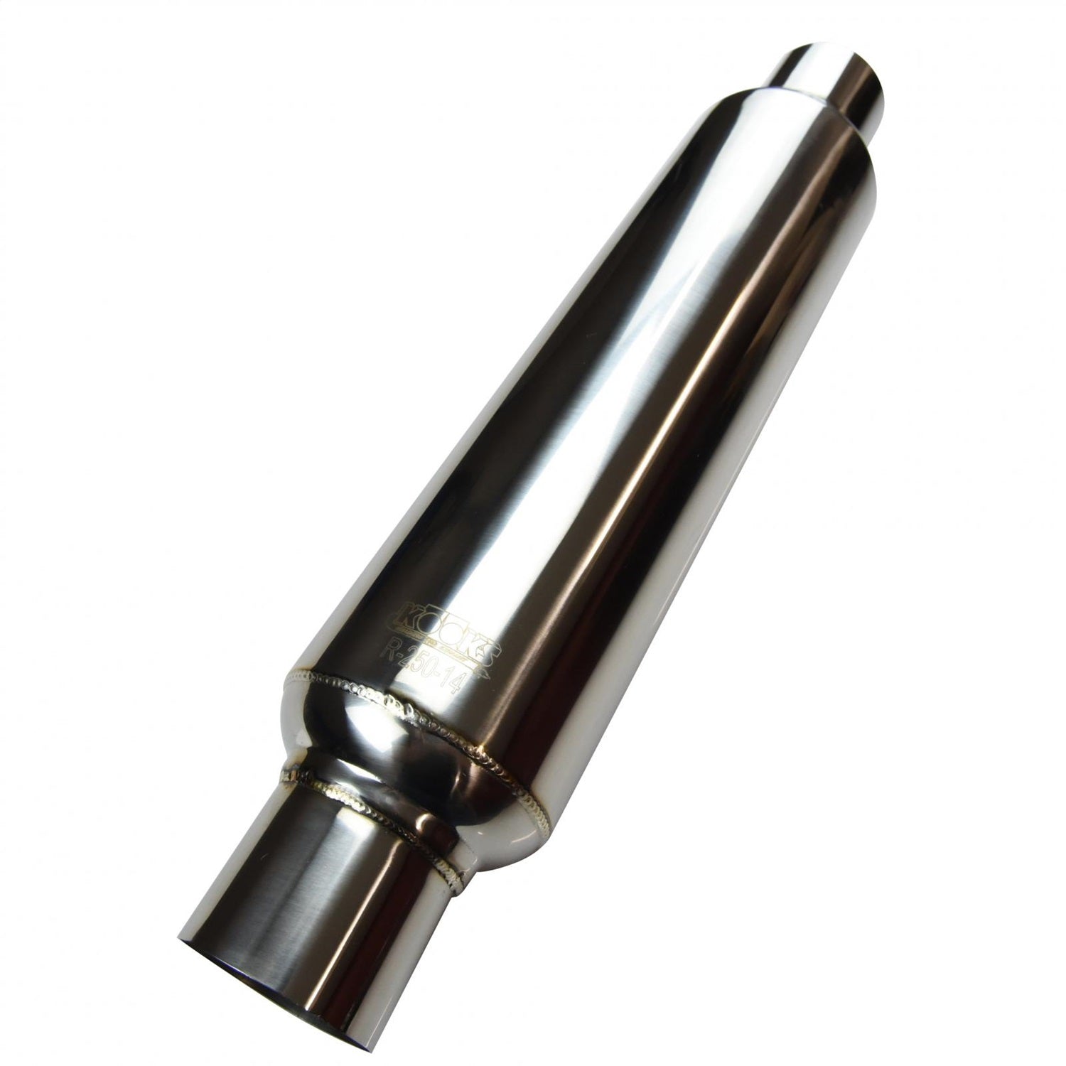 Kooks Custom Headers R250-14 2-1/2in. Round Muffler 14in. Long. Polished Stainless Steel. Kooks Custom Headers R250-14