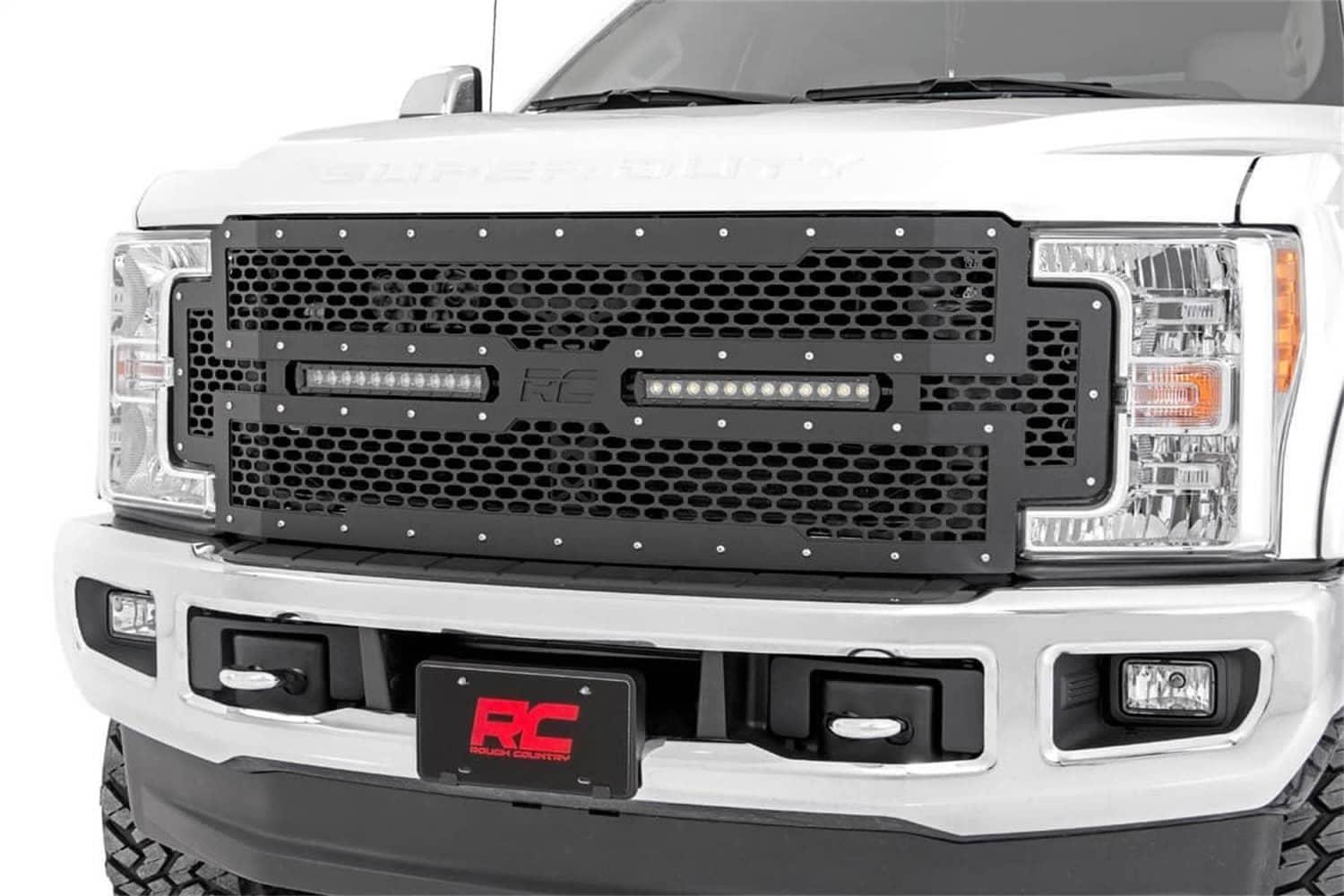 Rough Country 70216 BLACK MESH GRILLE 12" DUAL ROW LED 17-19 S/DUTY Rough Country 70216