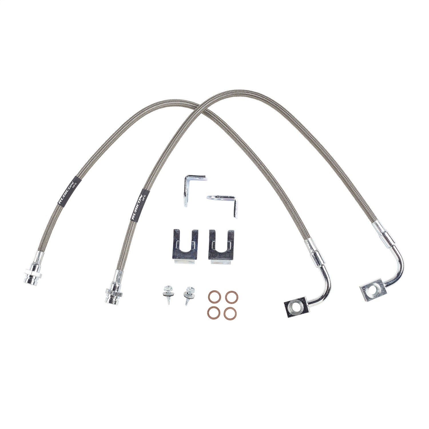 Rubicon Express RE1540 Brake Line Set; 20 in.; Rear; Stainless Steel; Pair; Rubicon Express RE1540