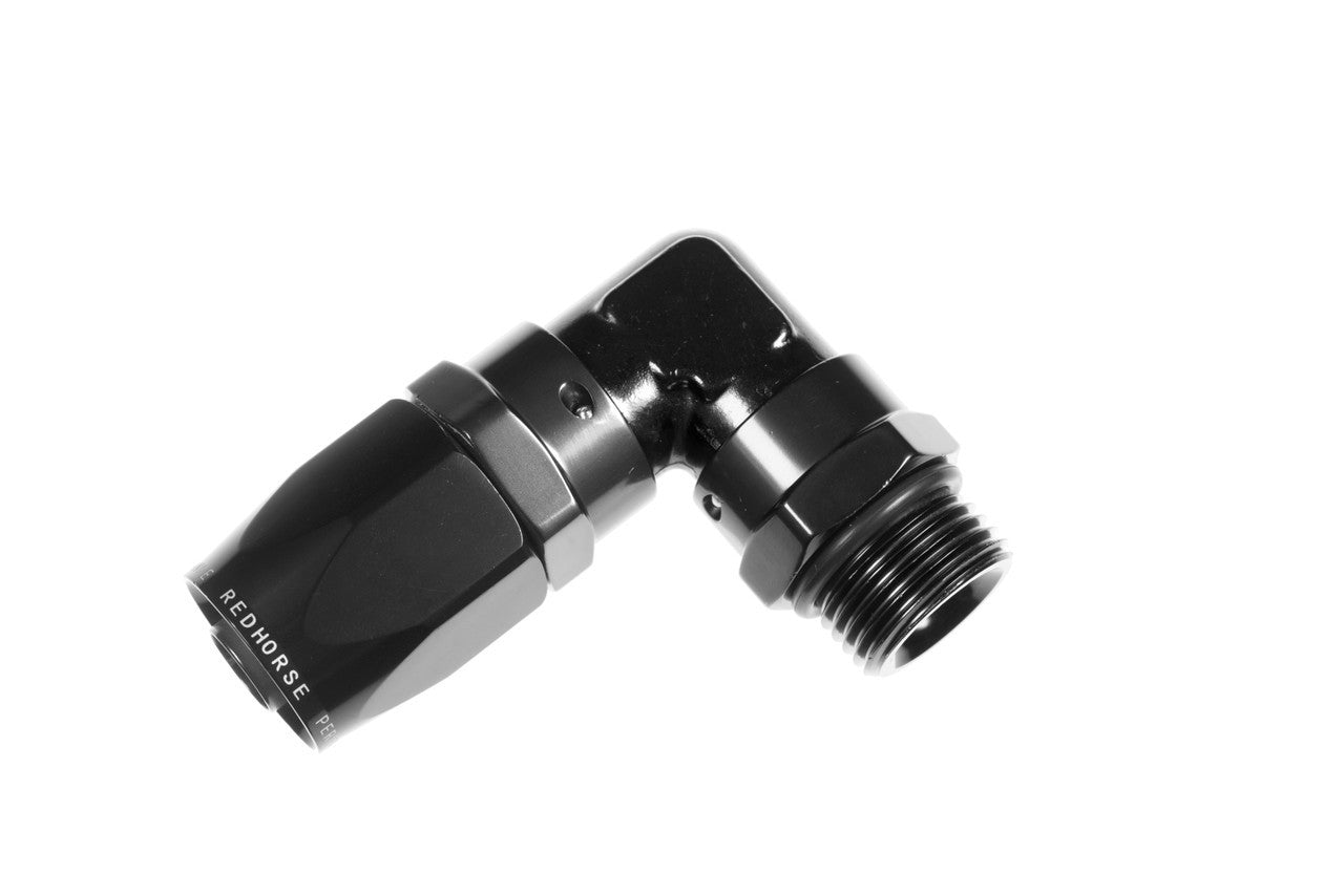 Redhorse Performance 1490-06-06-2 6AN Hose End to 6AN ORB Male Swivel 90Deg Black Redhorse Performance 1490-06-06-2