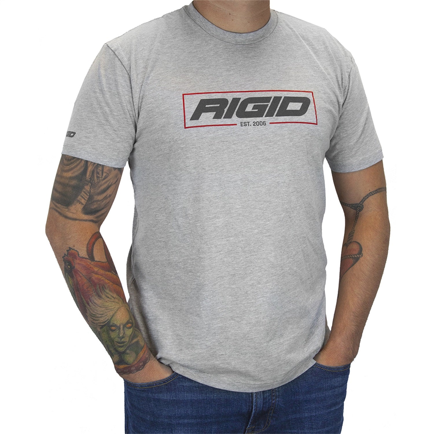 RIGID Industries 1067 RIGID T-SHIRT ESTABLISHED 2006 LARGE HEATHER GREY RIGID Industries 1067