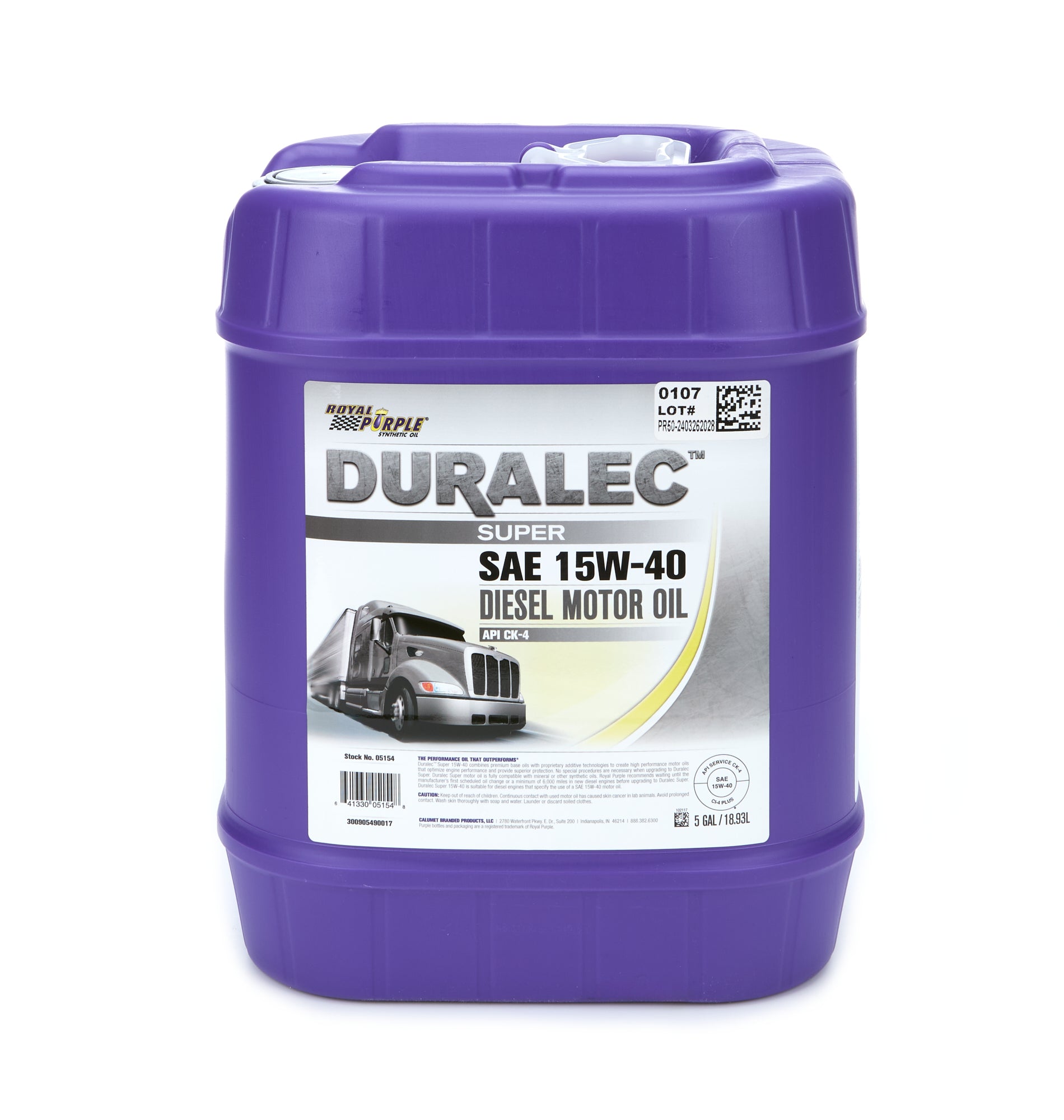 Royal Purple 05154 Synthetic Motor Oil 5Gal 15W40 Royal Purple 05154