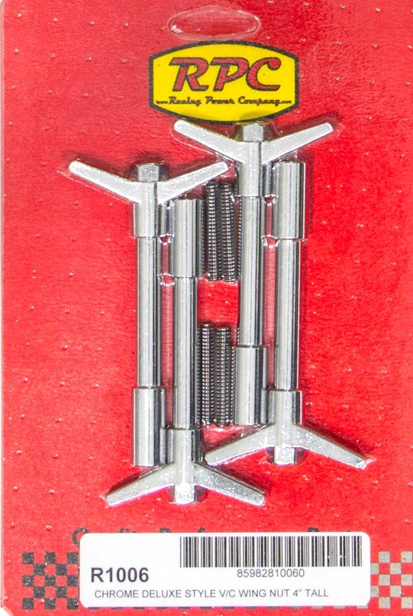 Racing Power Company R1006 4in Chrome Wing Nuts 1 1/4-20  4pk Racing Power Company R1006