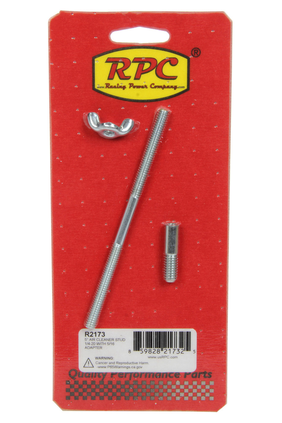 Racing Power Company R2173 5In Air Cleaner Stud 1/ 4-20 With 5/16 Adapter Racing Power Company R2173
