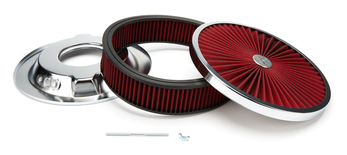 Racing Power Company R2236 14in X 3in Super Flow Air Cleaner Chrome/Red Racing Power Company R2236