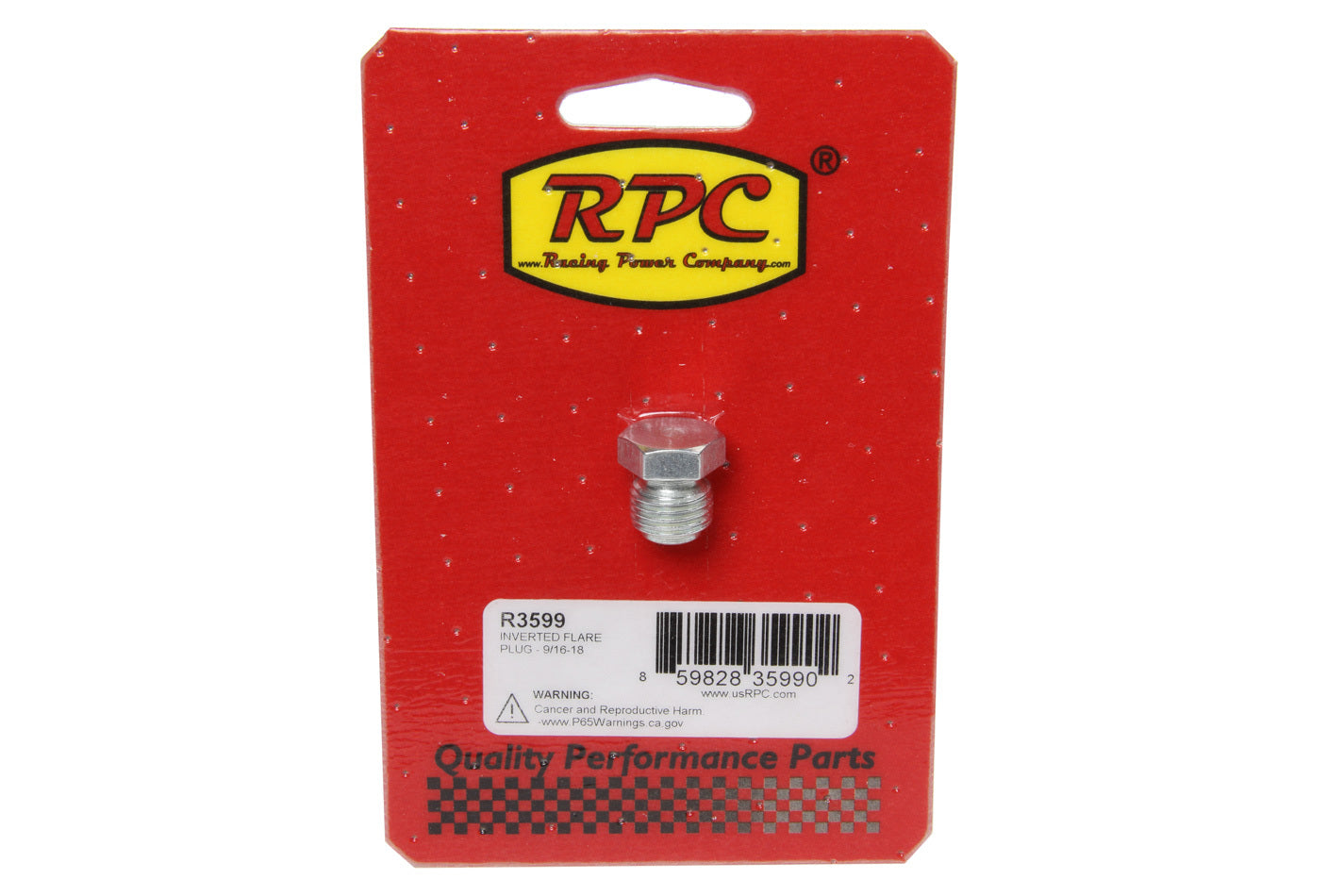 Racing Power Company R3599 Inverted Flare Plug - 9/ 16-18 Racing Power Company R3599