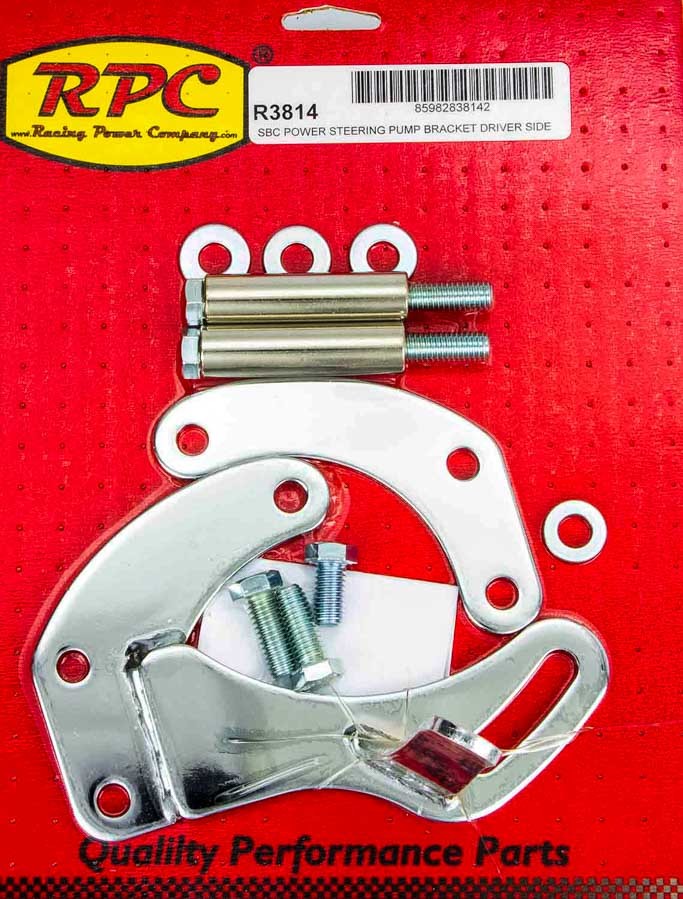 Racing Power Company R3814 SBC Saginaw Power Steer Bracket Swp Chrome Racing Power Company R3814