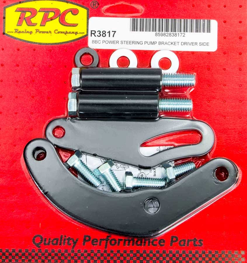Racing Power Company R3817 BBC Saginaw Power Steer Bracket Swp Black Racing Power Company R3817