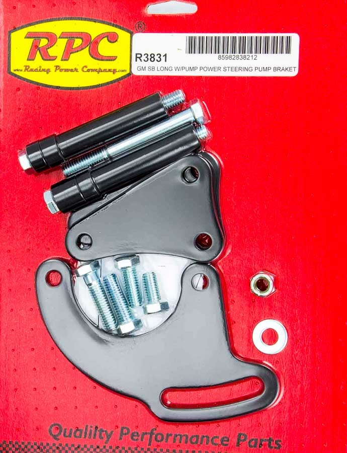 Racing Power Company R3831 SBC Saginaw Power Steer Bracket Lwp Black Racing Power Company R3831