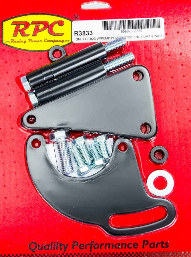 Racing Power Company R3833 BBC Saginaw Power Steer Bracket Lwp Black Racing Power Company R3833