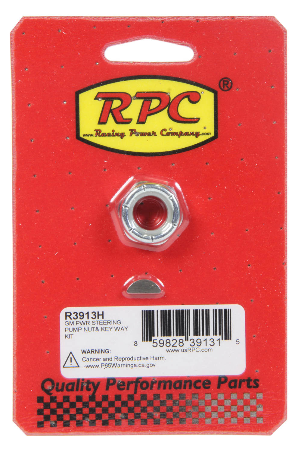 Racing Power Company R3913H GM Power Steering Pump Nut and Keyway Kit Racing Power Company R3913H