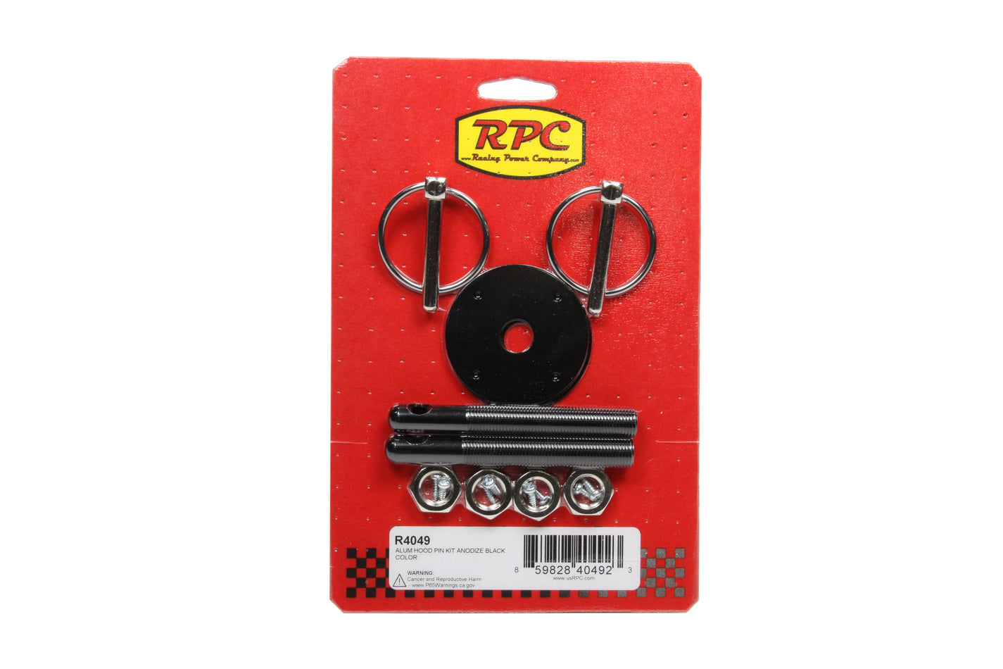Racing Power Company R4049 Aluminum Hood Pin Kit Black Racing Power Company R4049