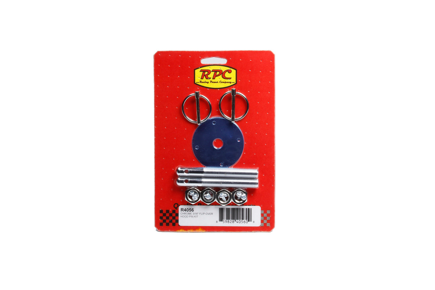 Racing Power Company R4056 Chrome 3/16In Flip-Over Hood Pin Kit - Steel Racing Power Company R4056