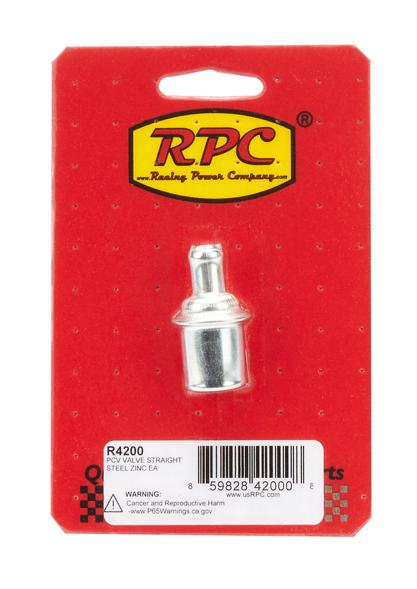 Racing Power Company R4200 PCV Valve Straight Steel Zinc Each Racing Power Company R4200