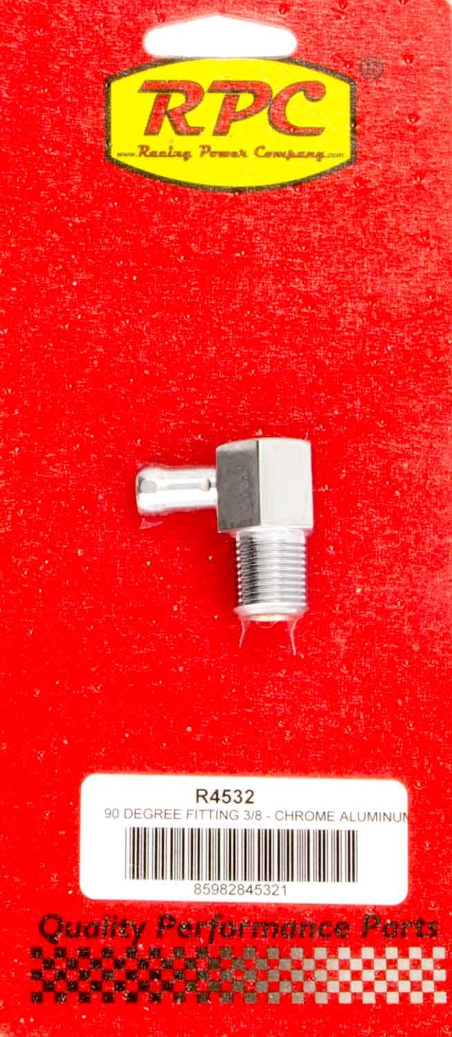 Racing Power Company R4532 90 Degree Fitting 3/8in Aluminum Chrome Racing Power Company R4532