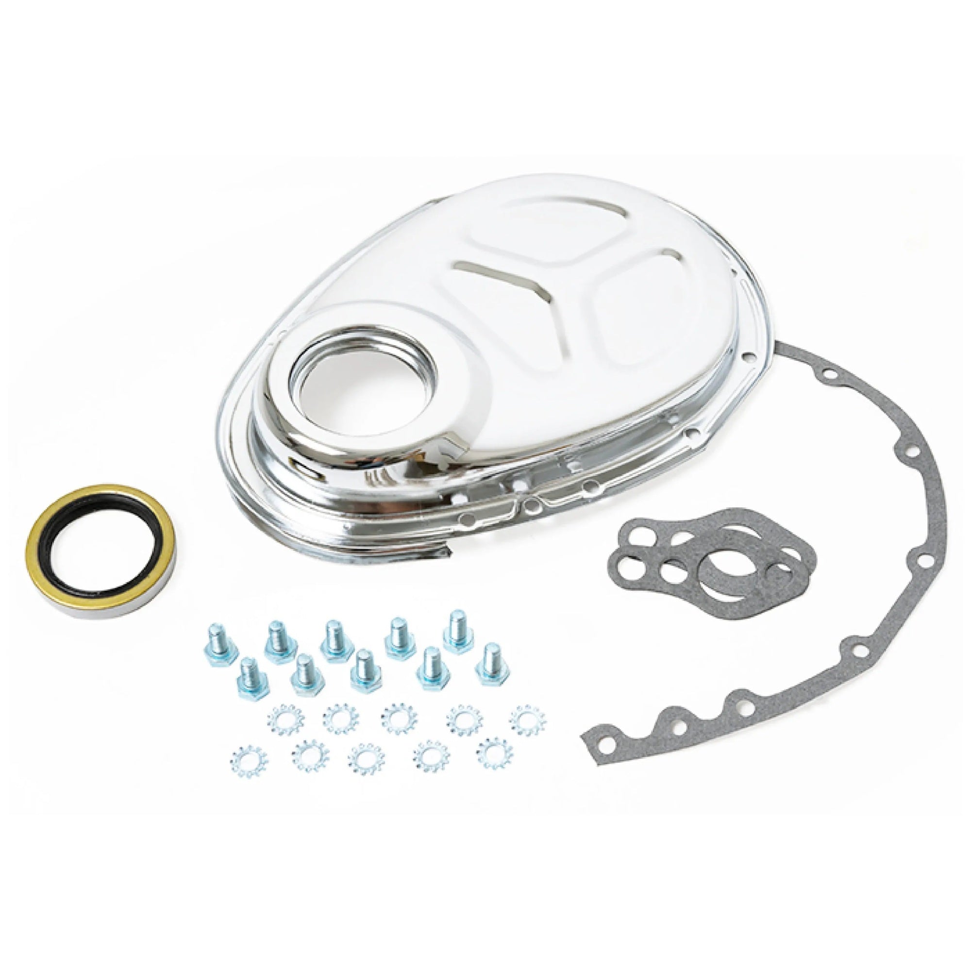 Racing Power Company R4932 Chrome Chevy Timimg Cha in Cover Racing Power Company R4932