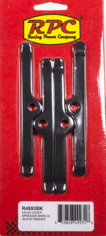 Racing Power Company R4993BK Black SBC Valve Cover Spreader Bars 4-3/4in Racing Power Company R4993BK