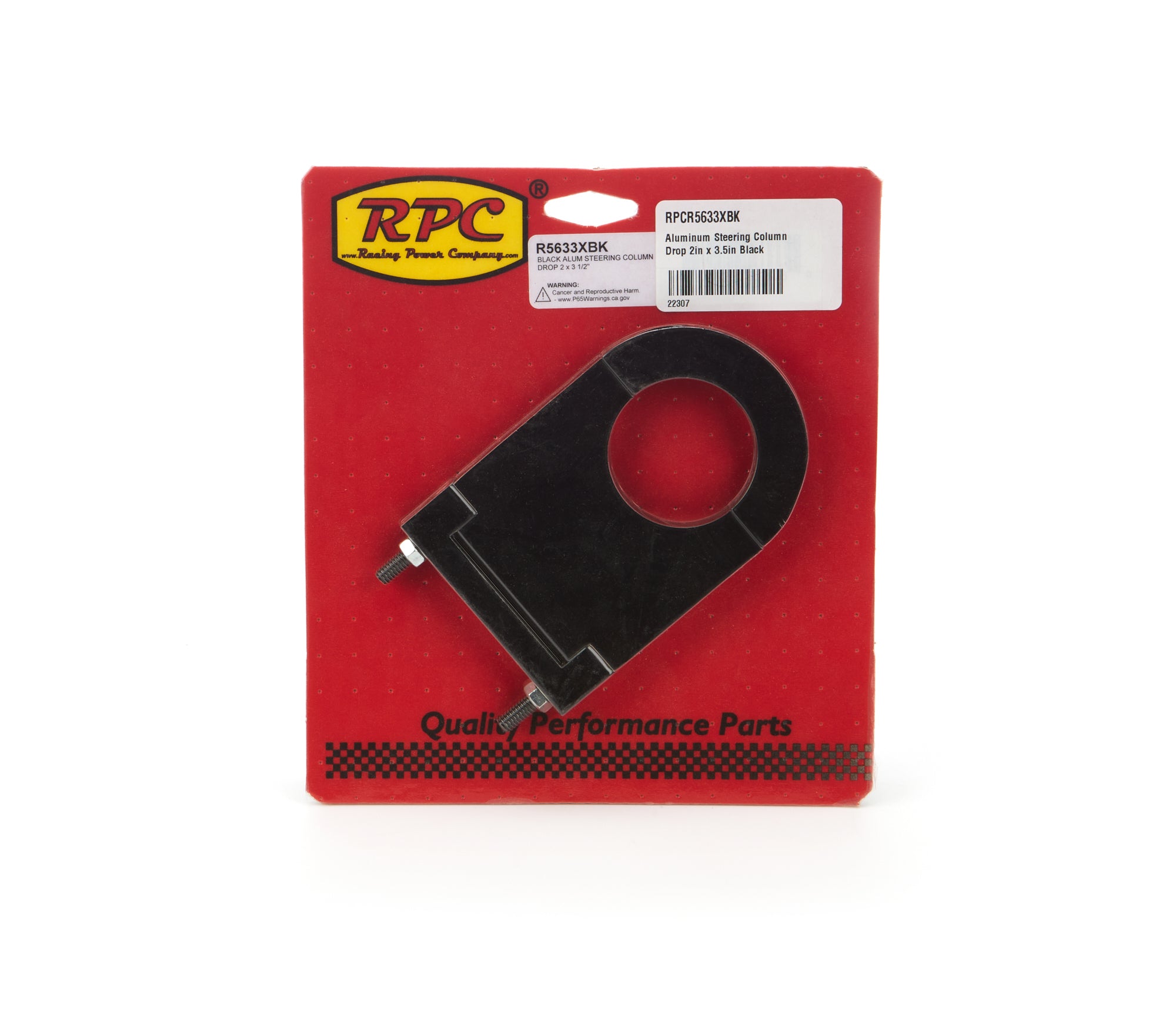 Racing Power Company R5633XBK Aluminum Steering Column Drop 2in x 3.5in Black Racing Power Company R5633XBK