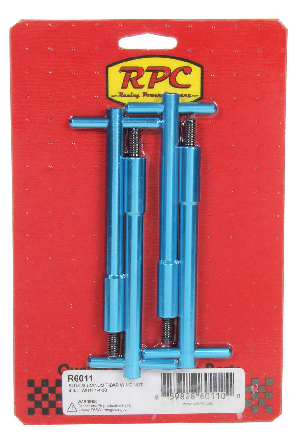 Racing Power Company R6011 Blue Aluminum T-Bar Wing Nut 4-3/4In With 1/4-20 Racing Power Company R6011