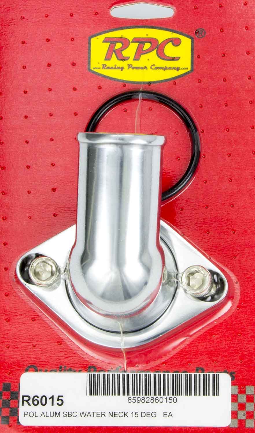 Racing Power Company R6015 66-75 Chevy V8 Alum 15 Deg Water Neck Polished Racing Power Company R6015