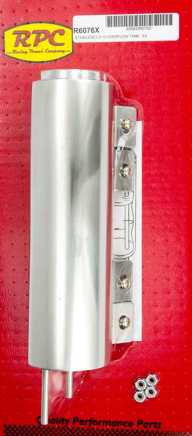 Racing Power Company R6076X 10in Polished Stainless Overflow Tank Racing Power Company R6076X