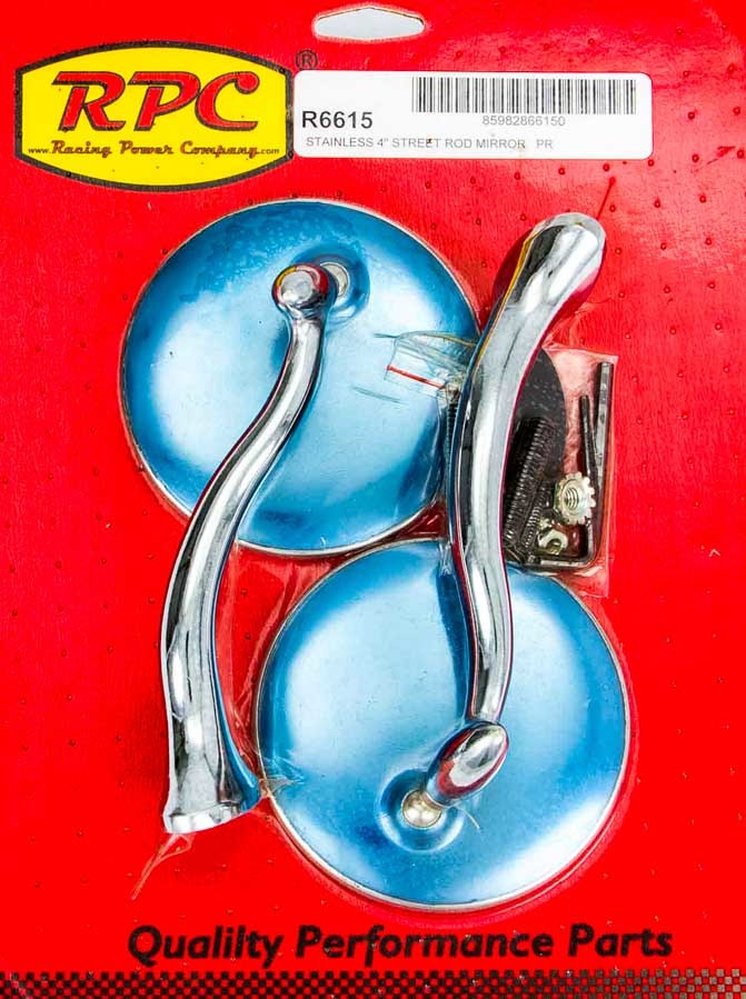 Racing Power Company R6615 Stainless Retro Street Rod Mirrors Racing Power Company R6615