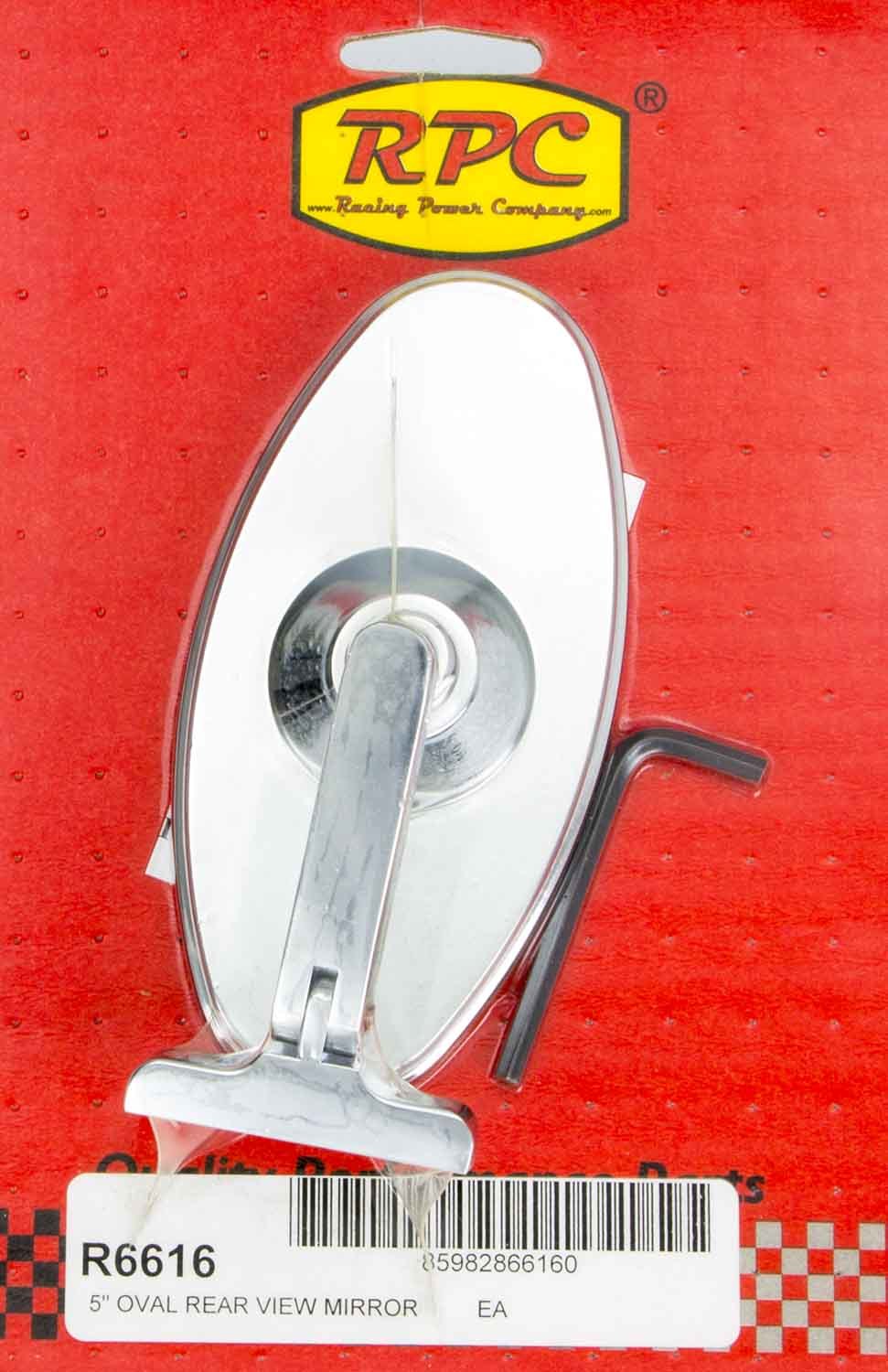 Racing Power Company R6616 Chrome Steel Oval 5in Interior Mirror Racing Power Company R6616
