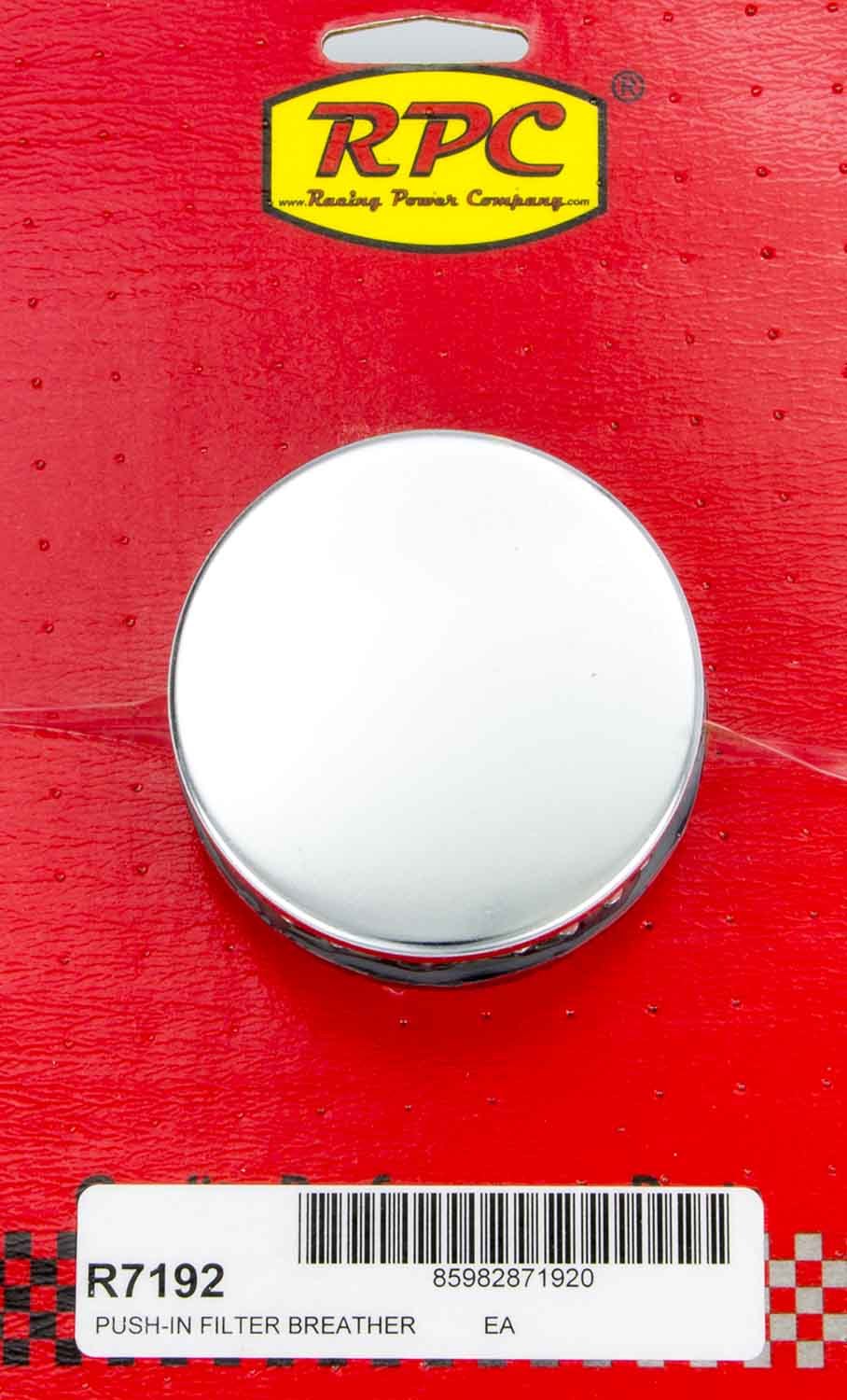 Racing Power Company R7192 Chrome Push In Breather w/o Shield 2in Tall Each Racing Power Company R7192