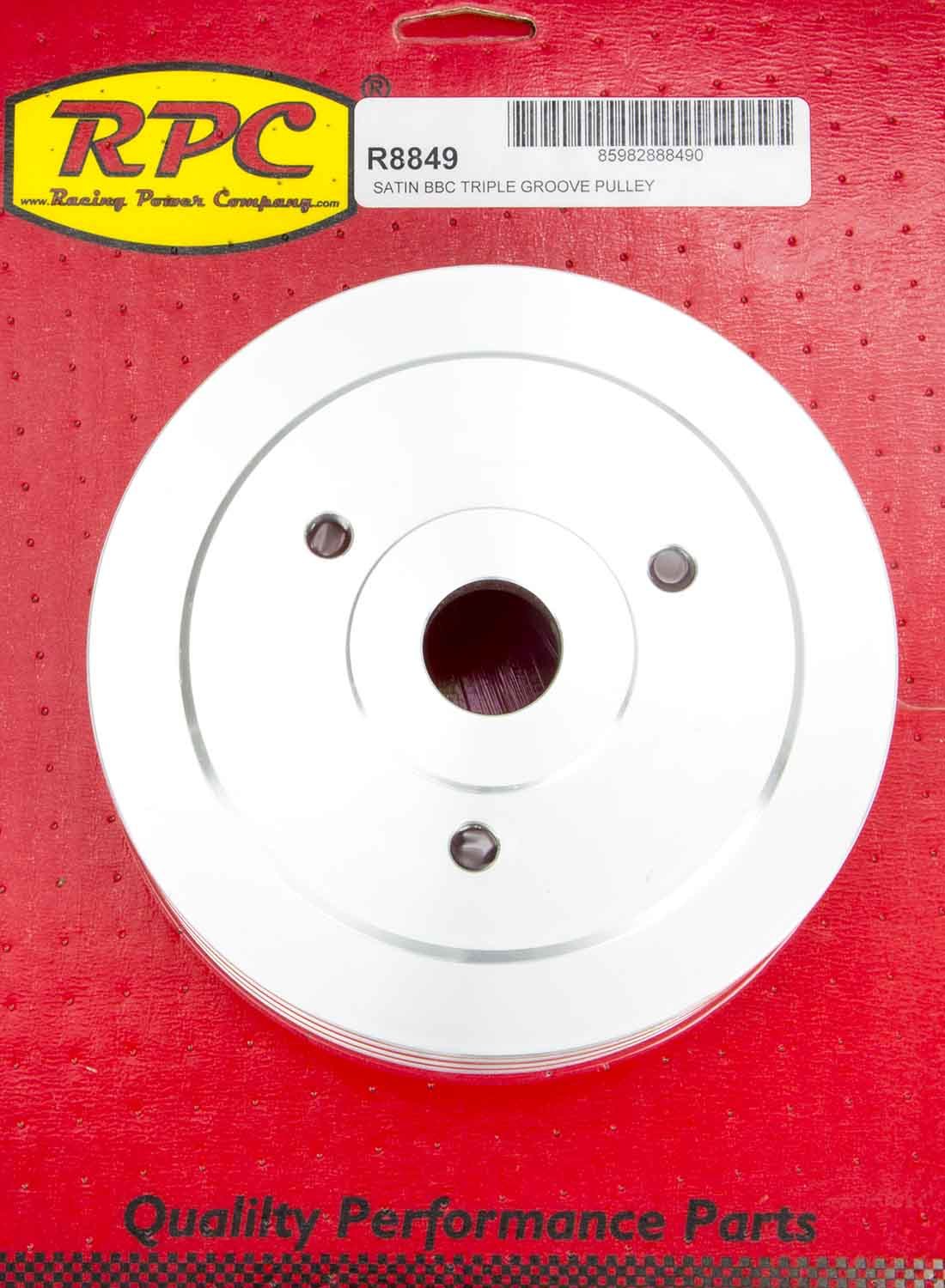Racing Power Company R8849 BBC SWP Triple Groove Lower Pulley Satin Racing Power Company R8849