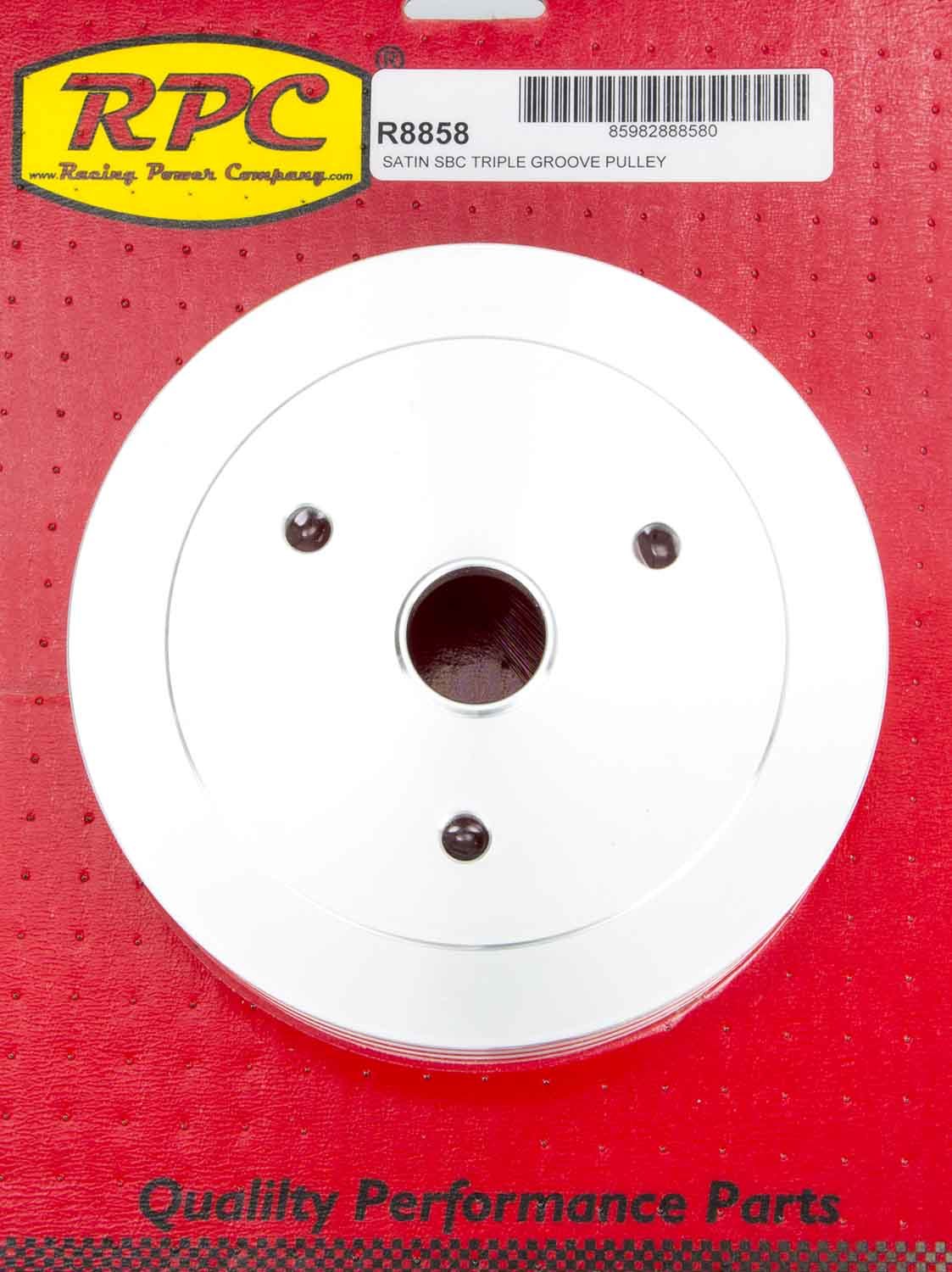 Racing Power Company R8858 SBC Triple Groove Lower Pulley SWP Satin Racing Power Company R8858
