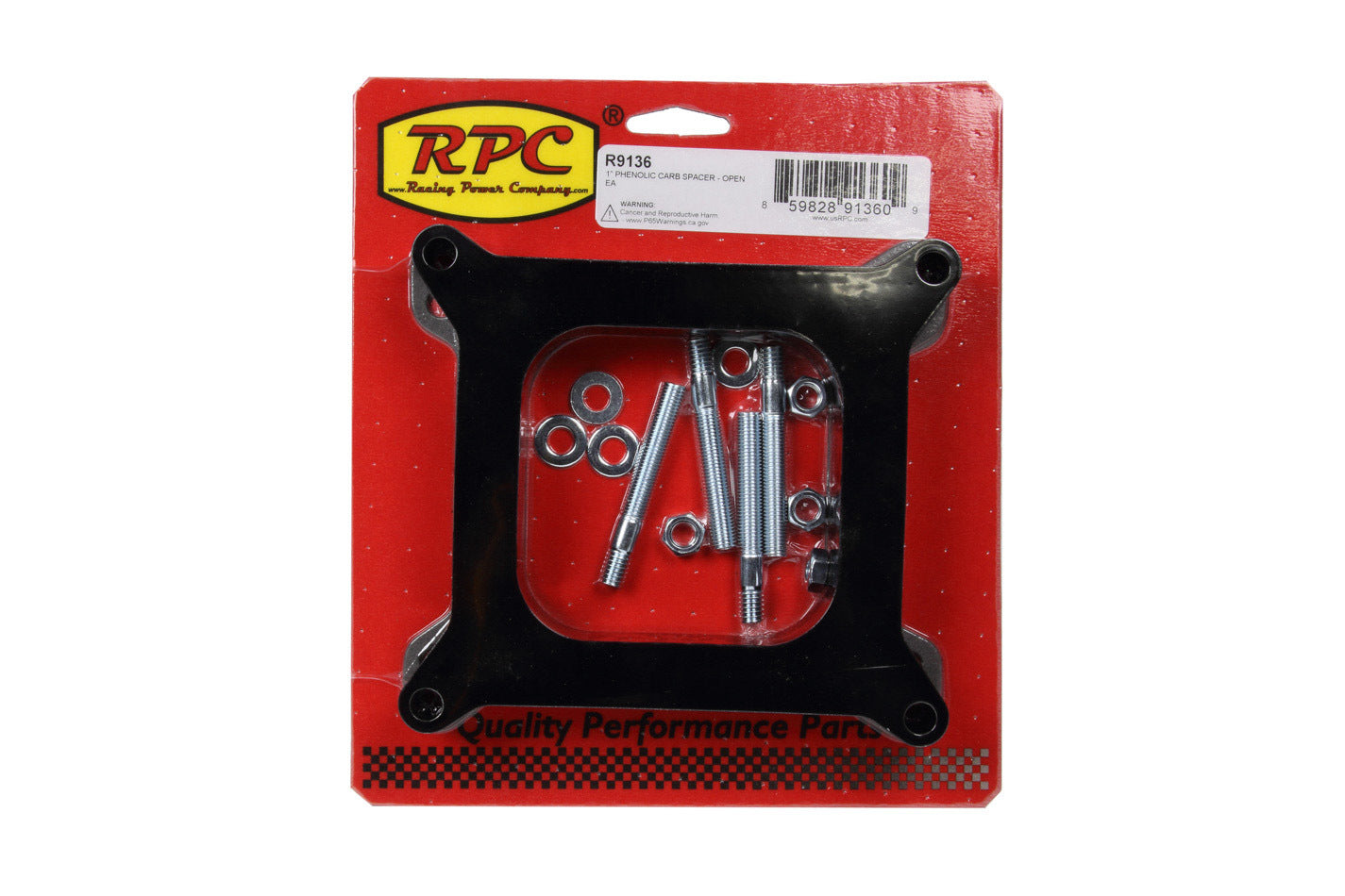 Racing Power Company R9136 1In Phenolic Carb Space r - Open Racing Power Company R9136