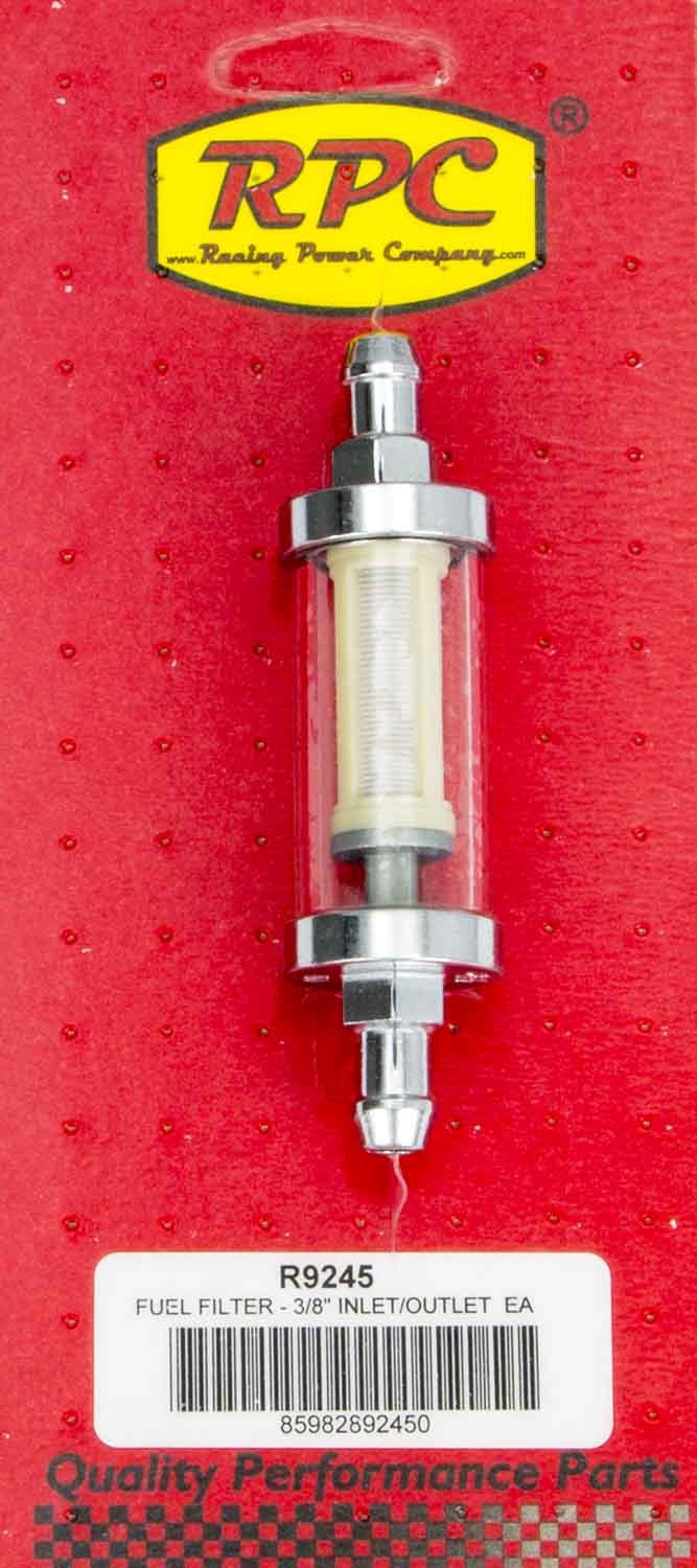 Racing Power Company R9245 3/8in Chrome/Clear Fuel Filter Racing Power Company R9245