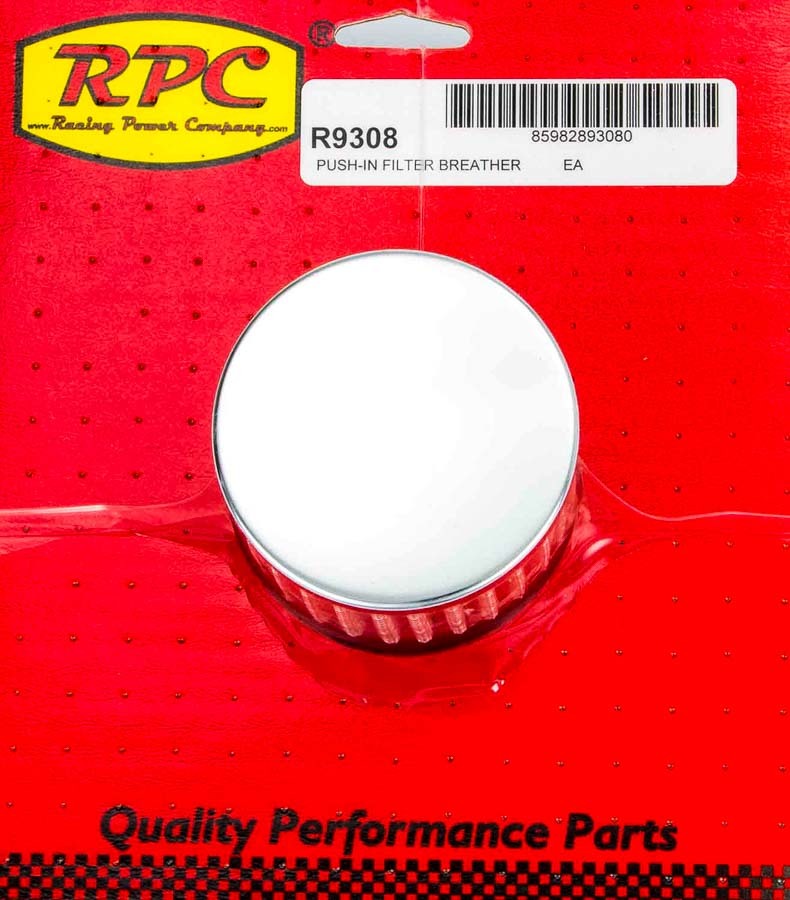 Racing Power Company R9308 Chrome Push In Breather w/o Shield 3in Tall Each Racing Power Company R9308
