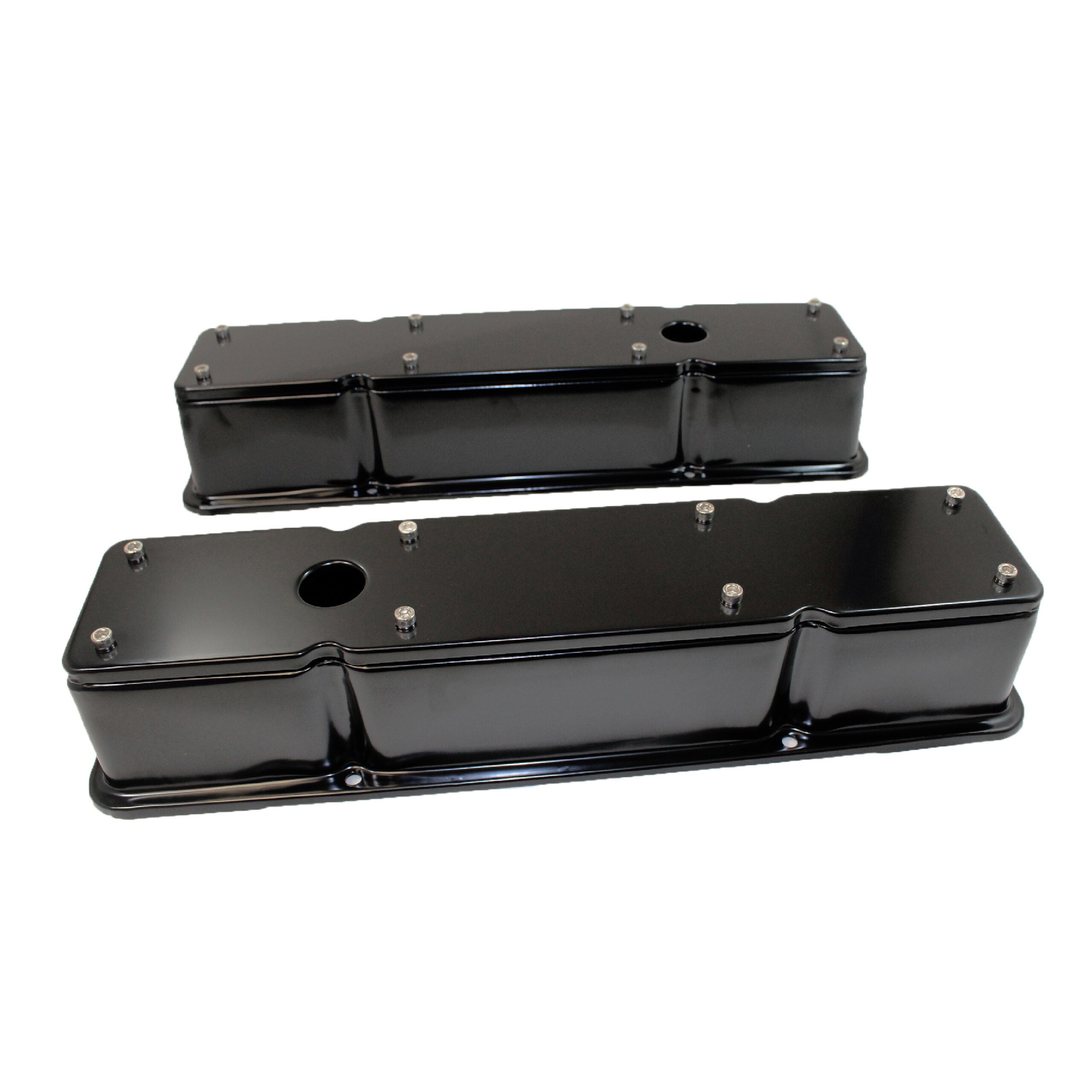Racing Power Company R9769BK SBC Valve Covers Tall 2 Piece Black Racing Power Company R9769BK