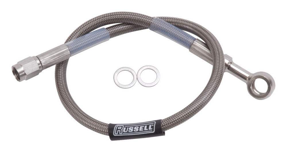 Russell 657012 9in DOT Endura Brk Hose 10mm Banjo to #3 Str Russell 657012