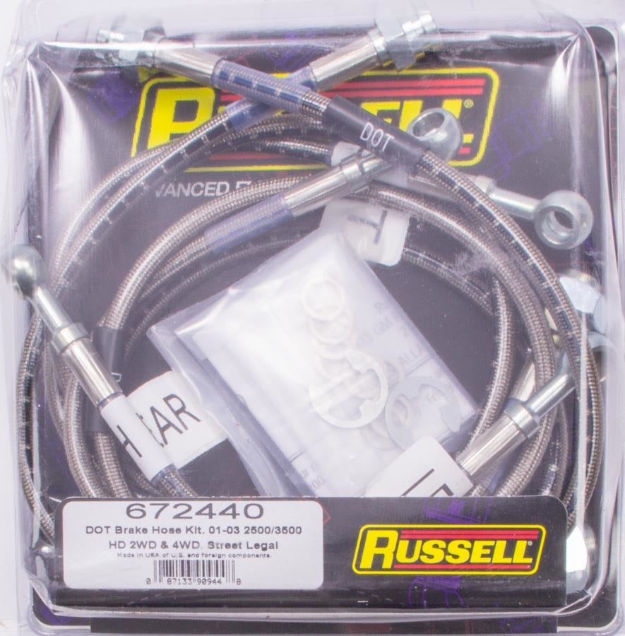 Russell 672440 S/S Brake Line Kit 01-06 GM HD Trucks Russell 672440