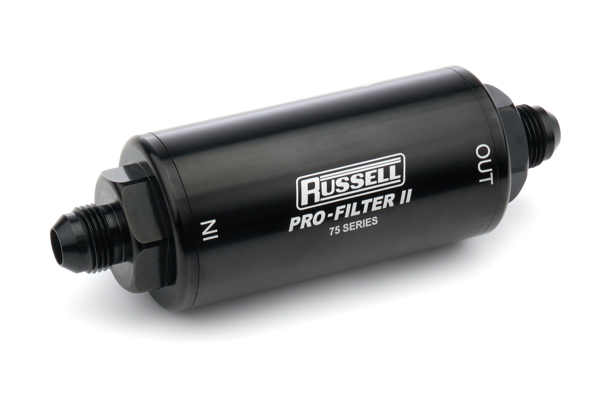 Russell 750801 8AN 10 Micron Gas Filter Male In/Out Black Russell 750801