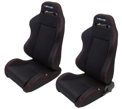 NRG Innovations RSC-200L/R Seat Type-R  Reclinable Black Cloth w/Red Stitch NRG Innovations RSC-200L/R