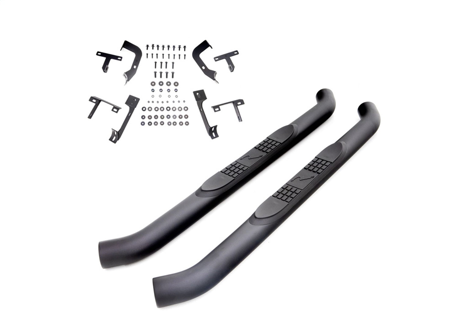Rampage 8855 Body Side 3 in. Round Step Bar Wheel -To- Wheel; w/Step; Black; Pair; Rampage 8855