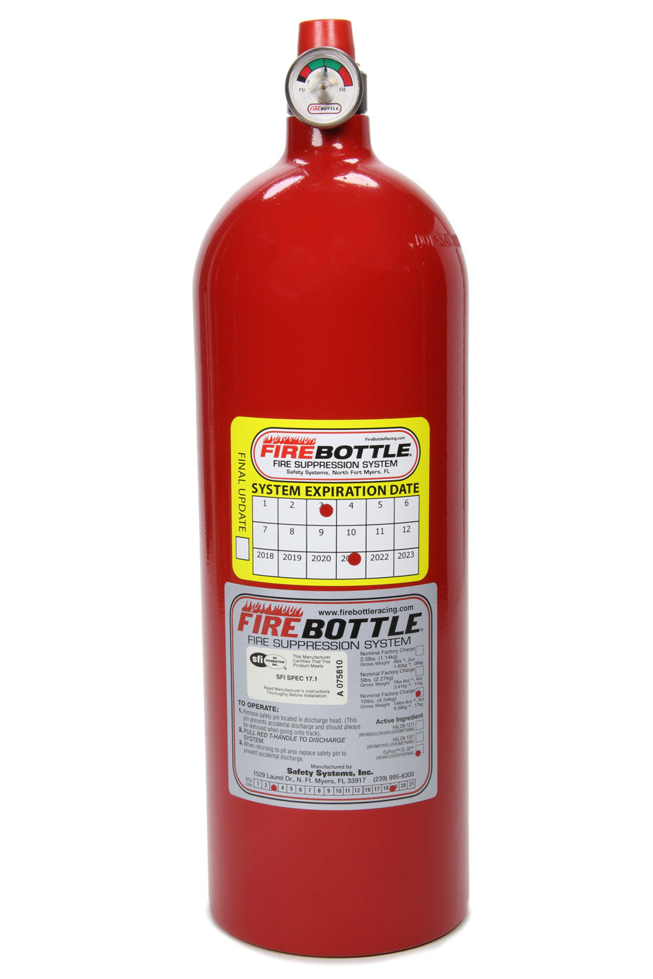 Fire Bottle PRC-1000S-N Fire Suppression Bottle Only 10lb NOVEC 1230 Fire Bottle PRC-1000S-N