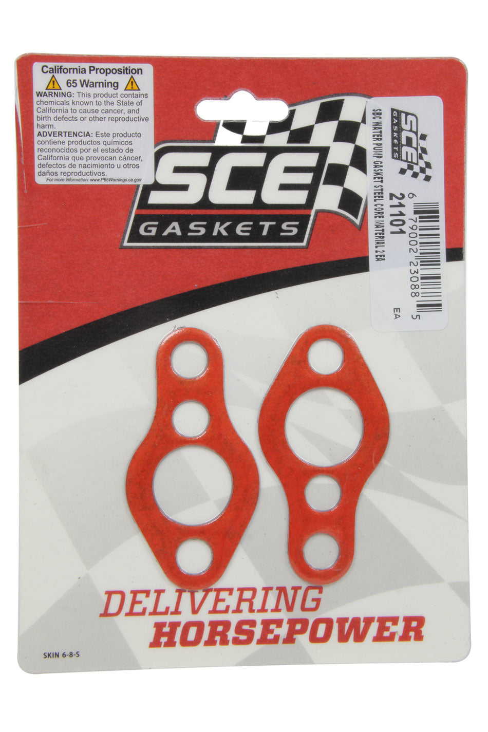 SCE Gaskets 21101 SBC Water Pump Gasket Set w/Steel Carrier 2pk SCE Gaskets 21101