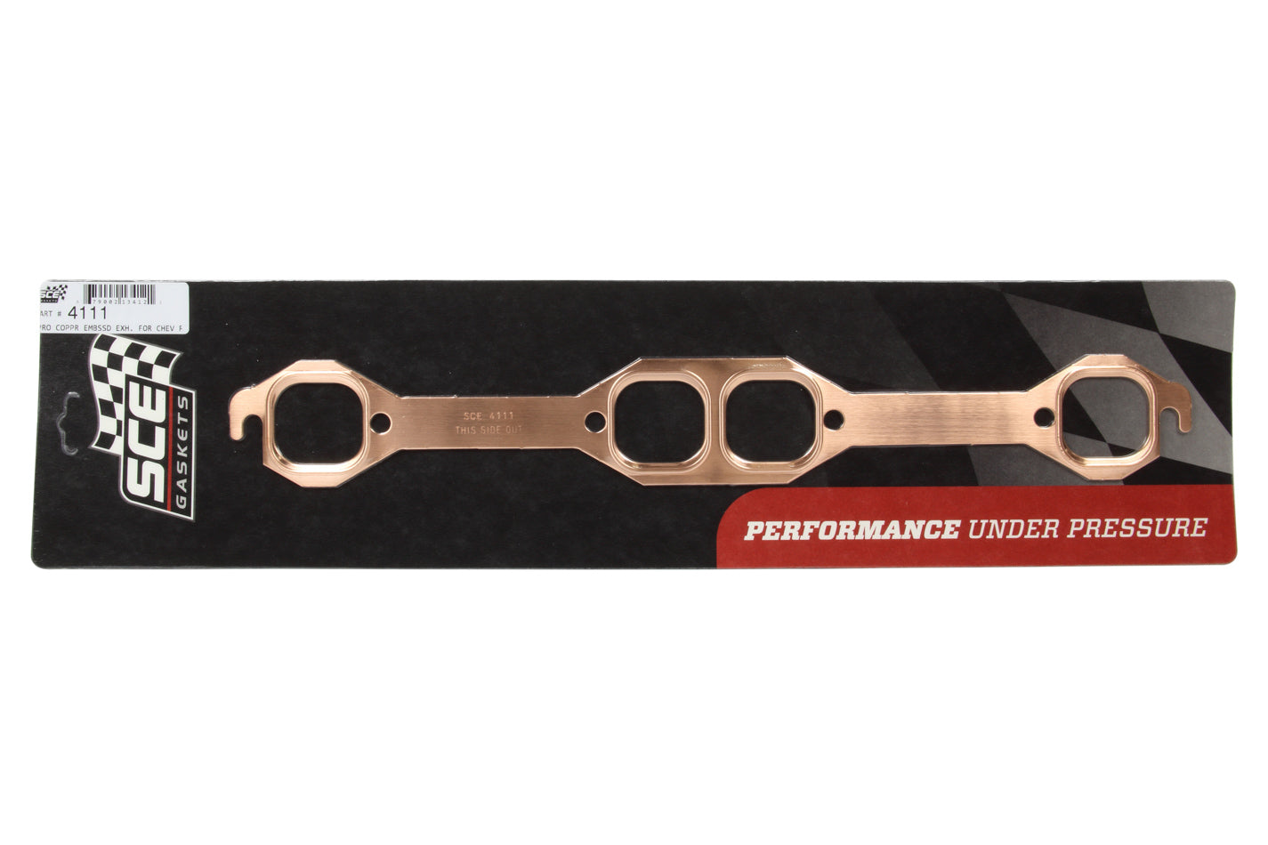 SCE Gaskets 4111 18 Degree SBC Copper Embossed Exhaust Gasket SCE Gaskets 4111