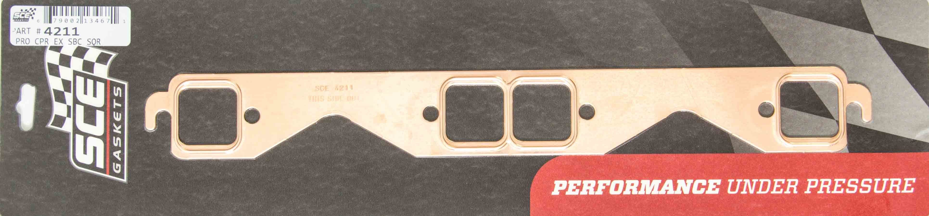 SCE Gaskets 4211 SBC Square Port Copper Exhaust Gasket Set SCE Gaskets 4211