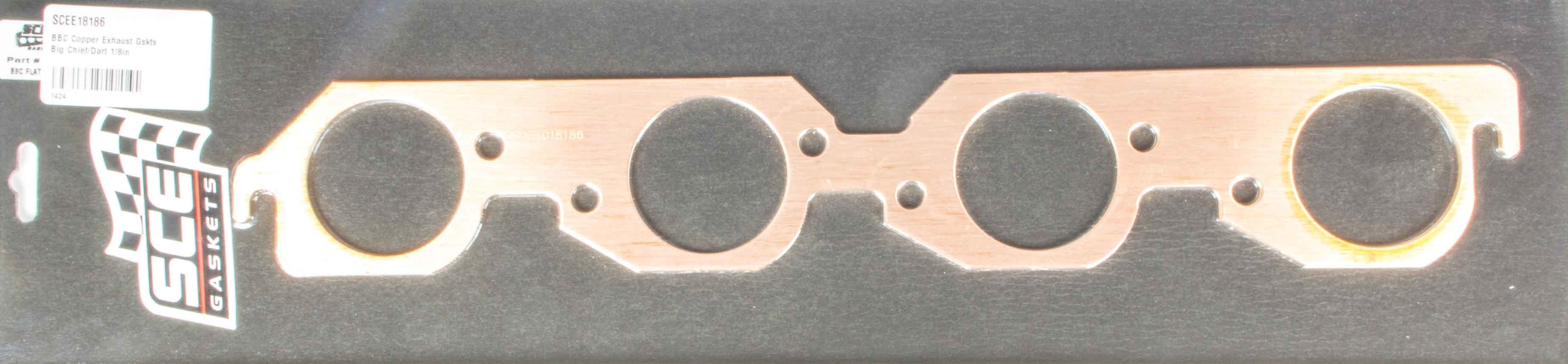 SCE Gaskets E18186 BBC Copper Exhaust Gskts Big Chief/Dart 2.385in SCE Gaskets E18186