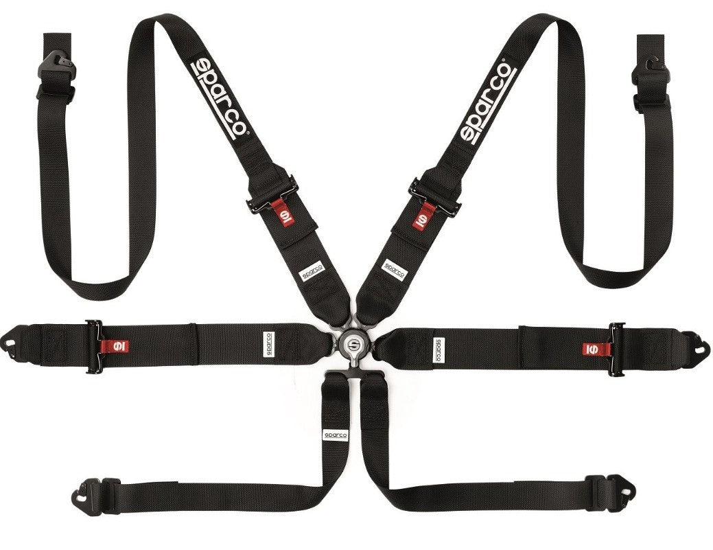 Sparco Motor Sports 04818RH1NR Harness 6-Pt 3in to 2in Hans Steel Black Sparco Motor Sports 04818RH1NR