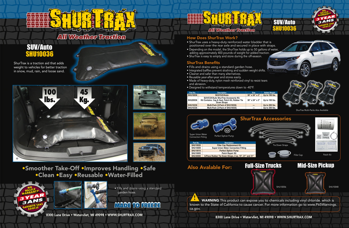 Shur Trax 101 SUV/Auto Sell Sheet Shur Trax 101