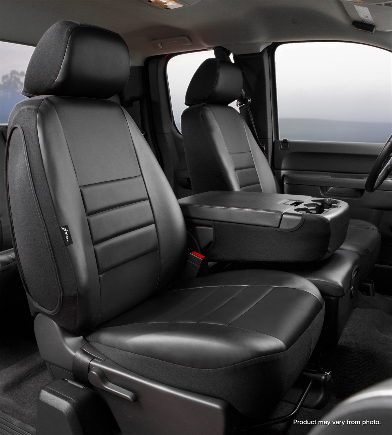FIA SL68-38 BLK/BLK LeatherLite™ Custom Seat Cover; Split Seat 40/20/40; Black; FIA SL68-38 BLK/BLK