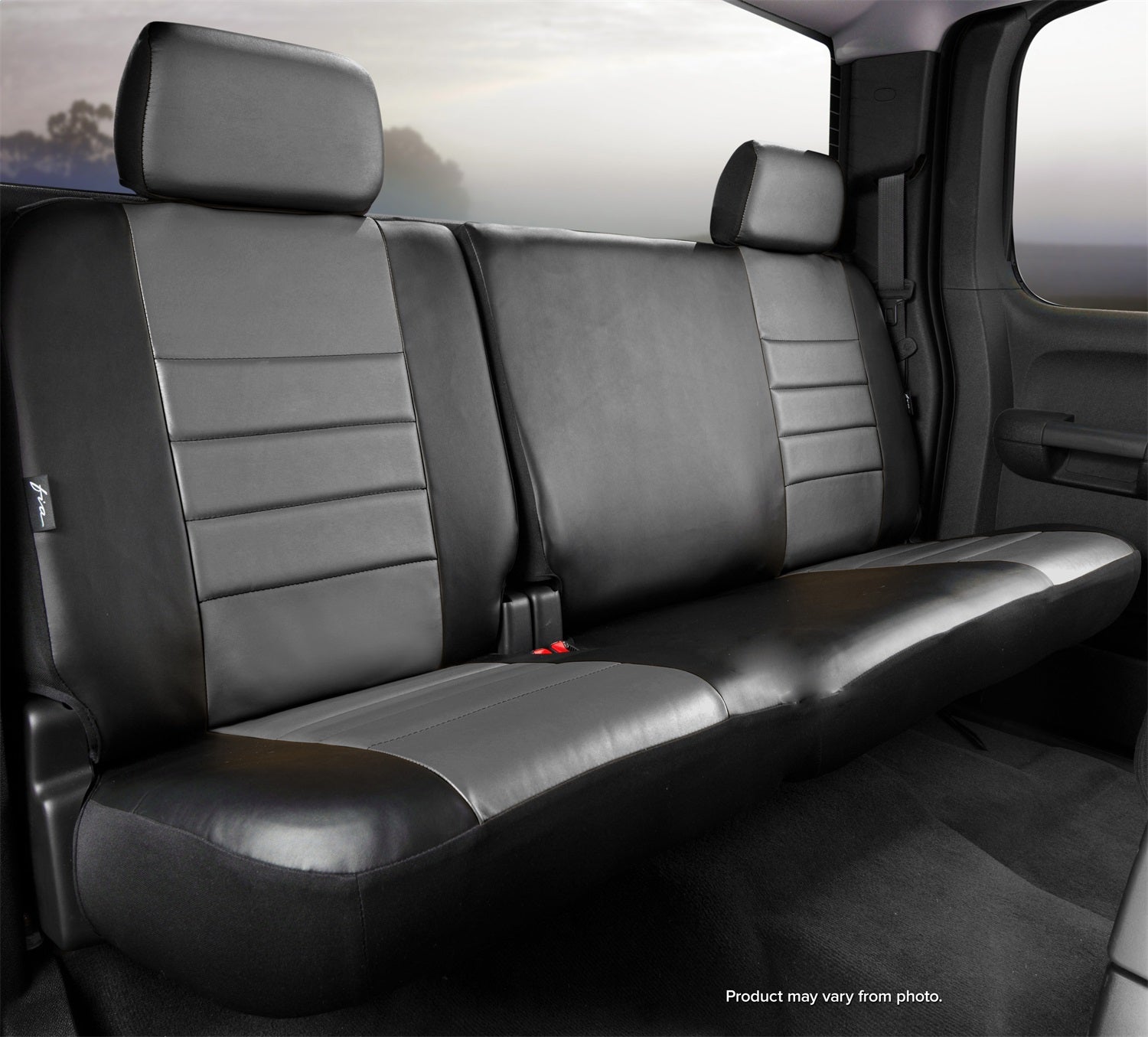 FIA SL65-11 GRAY LeatherLite™ Custom Seat Cover; Rear; Split Backrest; 60/40; Gray; FIA SL65-11 GRAY
